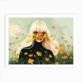 Girl With Flowers 11 Art Print