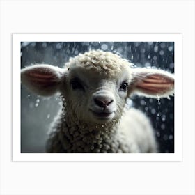 Ai Cute Lamb In Shower Rain 022202 Art Print