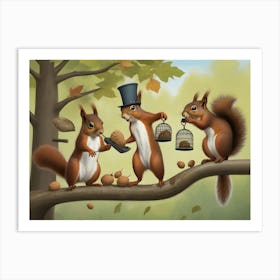 Squirrels In a tree the great robbery Art Print