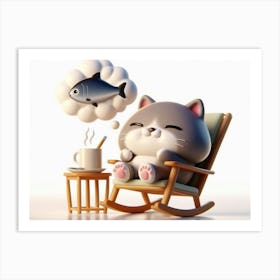 Cat In Rocking Chair Art Print