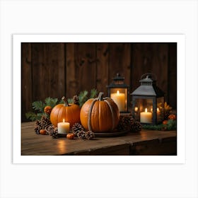 Pumpkins And Lanterns Art Print