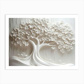 3d Relief White Tree Art Art Print