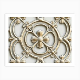 Seamless Relief Sculptureation Retro Pattern Curve Cross Frame Vine Flower Kaleidoscope 1 Art Print