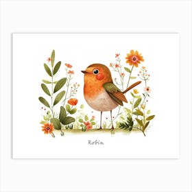 Little Floral Robin 4 Poster Art Print