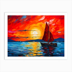 Sunset Sail In Fauvist Tones Art Print