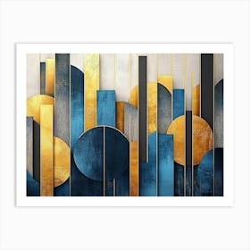 Abstract Blue And Gold 1 Art Print