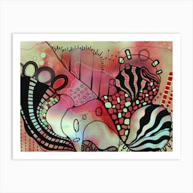 Watercolor with Ink Doodles Art Print