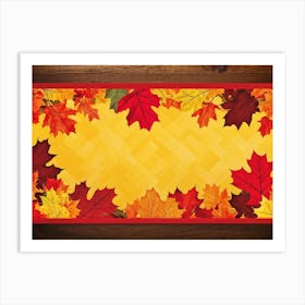 Banner Featuring A Seamless Pattern Of Oak And Maple Leaves Brilliant Shades Of Yellow And Orange E (3) Art Print