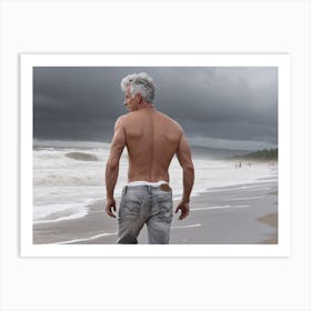 Man On The Beach 2 Art Print