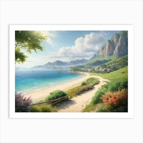 Serene Beach Landscape - A Tranquil Piece for Your Space Art Print