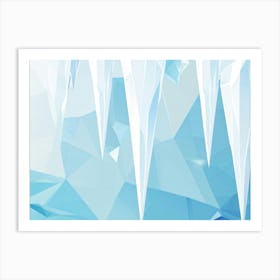 Abstract Polygonal Icicles Pattern Geometric Shapes Resembling Ice Cast In Various Shades Of White (2) Art Print