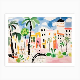 Bari Italy Cute Watercolour Illustration 3 Art Print