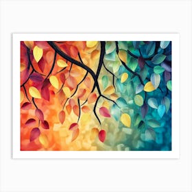 Colorful Leaves Painting Art Print