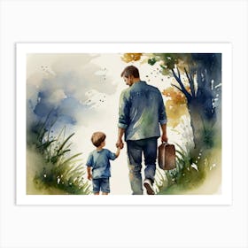 Father And Son Holding Hands Father's Day Art Print
