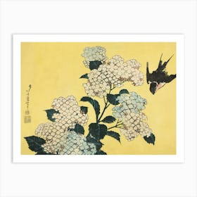 Hokusai Ukiyo-e Bird Perched On A Flower Art Print