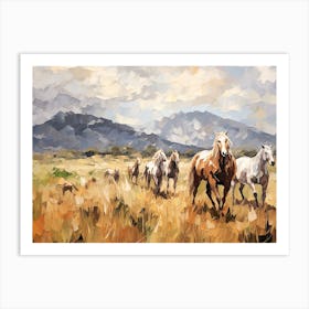 Horses Painting In Cotacachi, Ecuador, Landscape 1 Art Print