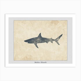 Mako Shark Grey Silhouette 3 Poster Art Print