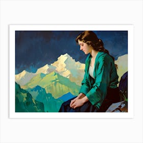 Girl In The Mountains Art Print