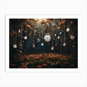 Clocks In The Forest Art Print