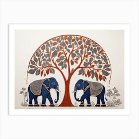 Default Traditional Gond Art From India Of Elephants And Trees 1 (2) Art Print