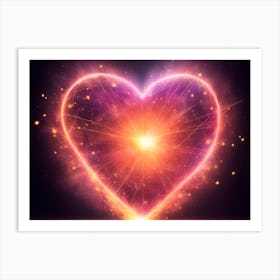 A Colorful Glowing Heart On A Dark Background Horizontal Composition 39 Art Print
