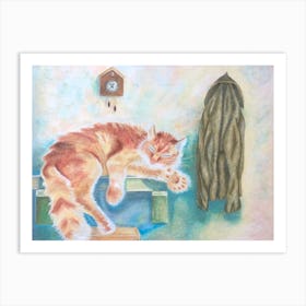 Cat Sleeping Art Print