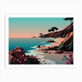 Beach Minimalist Digital Art Art Print