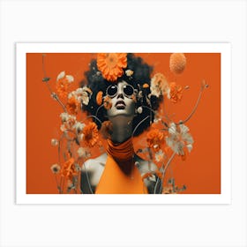 Portrait Of A Woman With Flowers 2 Art Print