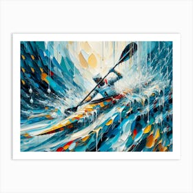 Kayaker In The Waves Art Print