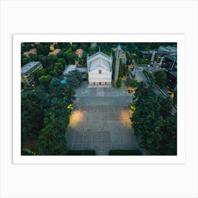 Aerial view Church of Santa Barbara, Milan, Italy. San Donato Milanese. Art Print