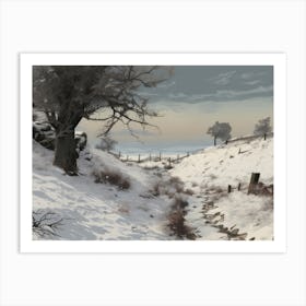 Rustic Winter Farmhouse Vintage Art Print