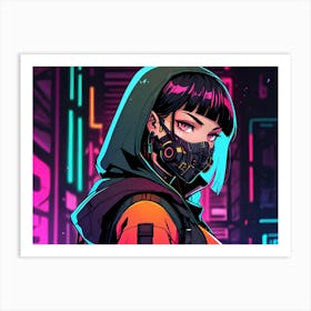 Girl In A Neon City Art Print