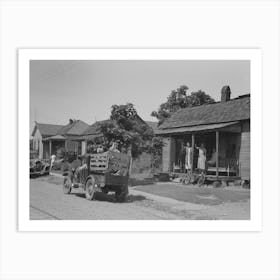 Migrant S Car Stopped Along The Road, With Part Of Migrant Family In Rear Seat Of Truck, Under A Tree To Await The Rain S Art Print