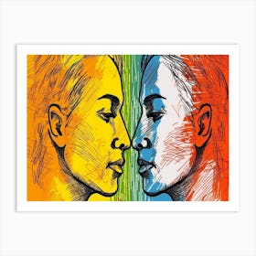 Two Women Facing Each Other Art Print