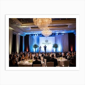 Corporate Gala Captured In A Bustling Ballroom Elite Guest List In Tight Tuxedo Clad Figures Dance Art Print