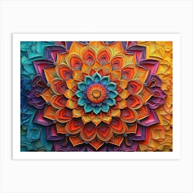 3d Detailed Mandala with Vibrant Colors Art Print