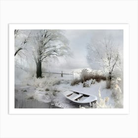 Boat In The Snow Art Print