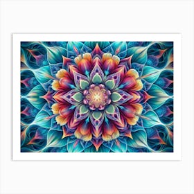 Abstract Flower Mandala In Vibrant Colors 1 Art Print