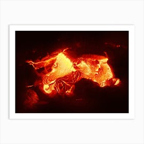 Details of an active lava flow, hot magma emerges from a crack in the earth Art Print