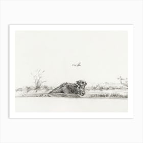 Cow In The Water, Jean Bernard Art Print