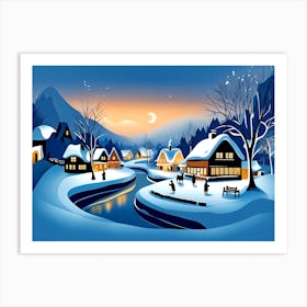 Christmas Winter Village 3 Art Print