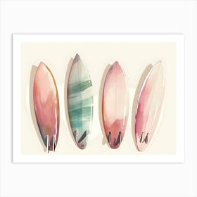 Watercolor Surfboards Art Print