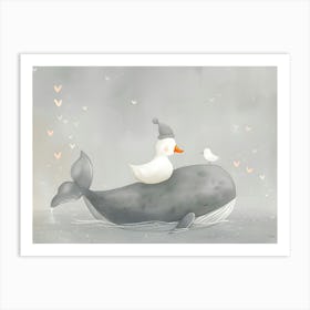 Little Duck On A Whale Kids and Nursery Art Print