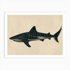 Whale Shark Grey Silhouette 6 Art Print