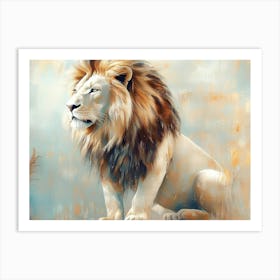 Lion Animal Abstract Art In Pastel Colors 3 Art Print