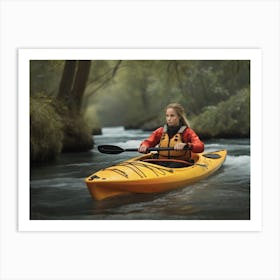 Kayaker On A River Art Print