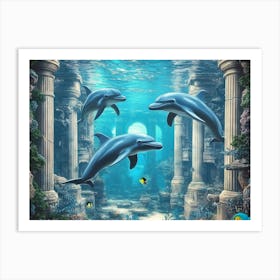 Dolphins In The Sea Art Print