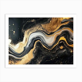 Abstract Black And Gold Painting 1 Art Print