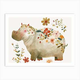 Little Floral Hippopotamus 2 Art Print