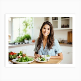 Healthy Woman In Kitchen 2 Art Print